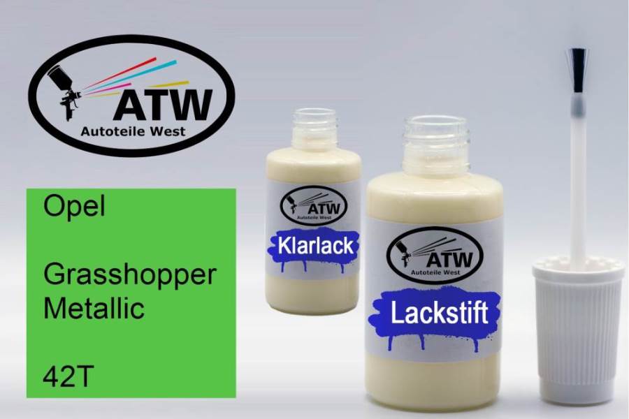Opel, Grasshopper Metallic, 42T: 20ml Lackstift + 20ml Klarlack - Set, von ATW Autoteile West.